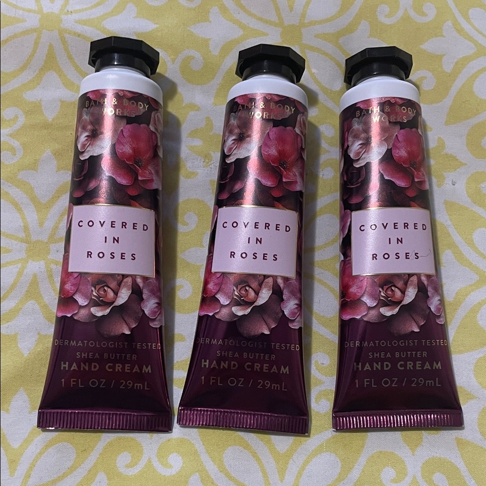 Bath & Body Works 3X Covered in Roses Hand Cream/Lotion NIP 1 ounce tubes